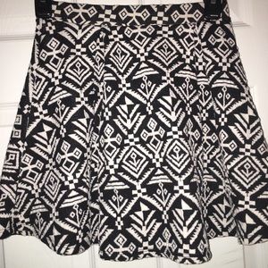 Black & white tribal print skater skirt